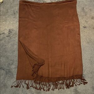 Brown Fringed Shawl Wrap